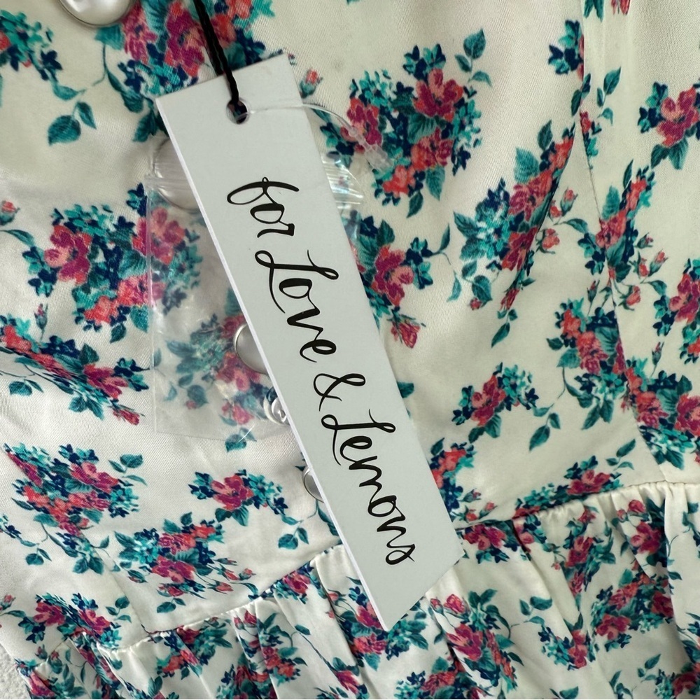 New For Love & Lemons Taggart Floral Print Mini Dress White NWT - Picture 11 of 16
